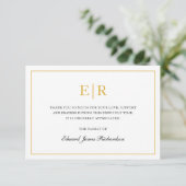 Elegant Simple Monogram Sympathie Gold Funeral Bedankkaart (Staand voorkant)