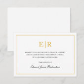 Elegant Simple Monogram Sympathie Gold Funeral Bedankkaart (Voorkant / Achterkant)