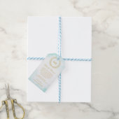 Elegant Simple Monogram Turquoise Weddenschap Welk Cadeaulabel (Met Touw)