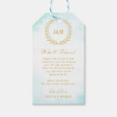 Elegant Simple Monogram Turquoise Weddenschap Welk Cadeaulabel (Voorkant)