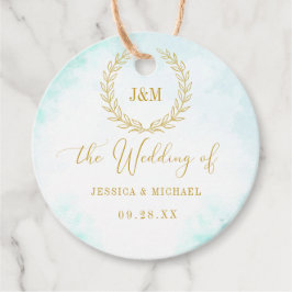 Elegant Simple Monogram Turquoise Wedding Bedankjes Labels