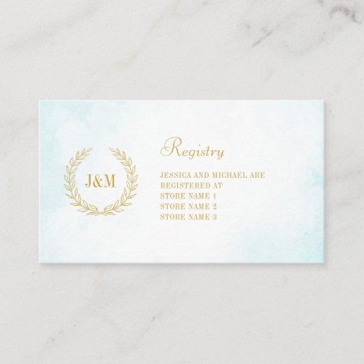Elegant Simple Monogram Turquoise Wedding Registry Informatiekaartje (Voorkant)