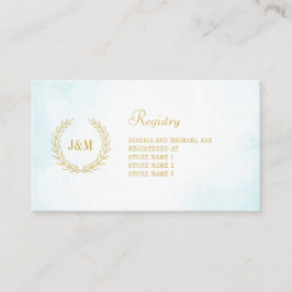 Elegant Simple Monogram Turquoise Wedding Registry Informatiekaartje