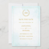 Elegant Simple Monogram Turquoise Wedding Save The Date (Voorkant)