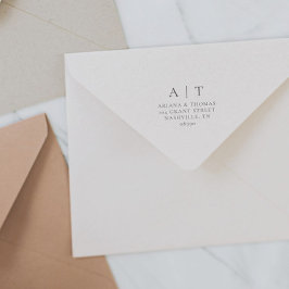 Elegant Simple Monogram Weddenschap Return Address Zelfinktende Stempel