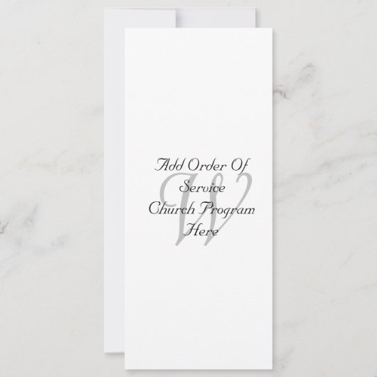 Elegant Simple Monogram Wedding Church Programme Kaart (Achterkant)