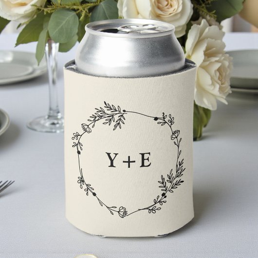 Elegant Simple Natural White Monogrammed Wedding Blikjeskoeler
