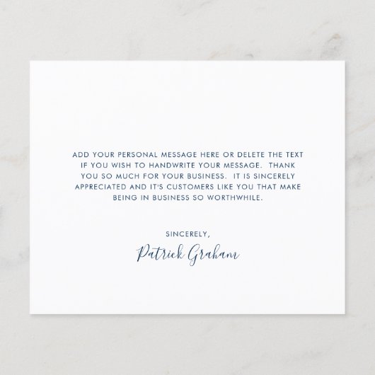 Elegant Simple Navy Blue Budget Hartelijk dank (Achterkant)