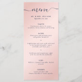 Elegant Simple Navy Blue en Blush Menu (Voorkant)