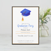 Elegant Simple Navy Blue Gradup Cap Kaart (Staand voorkant)