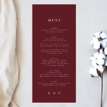 Elegant Simple navy burgundy White Monogram Menu<br><div class="desc">slim menu om het collectie aan te passen *als u meer papieren opties wilt,  kunt u dit ontwerp overbrengen naar een slim programma *of voor meer hulp contact met mij opnemen</div>