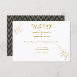 ELEGANT SIMPLE NAVY GOLD GLITTER RSVP KAART