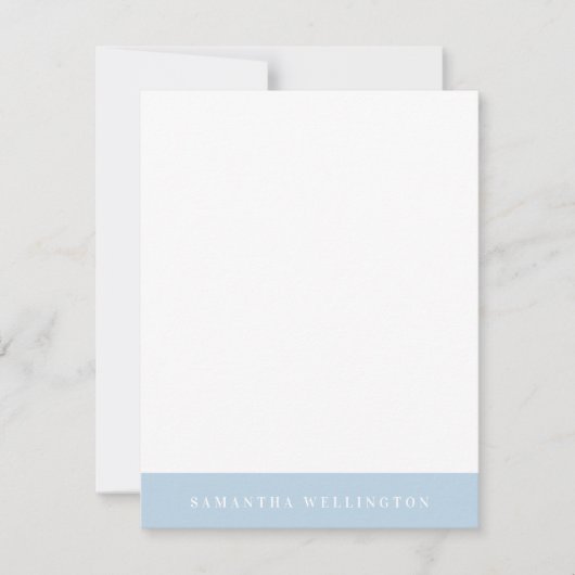 Elegant Simple Overlay Light Blue Name Note Card Notitiekaartje (Voorkant)