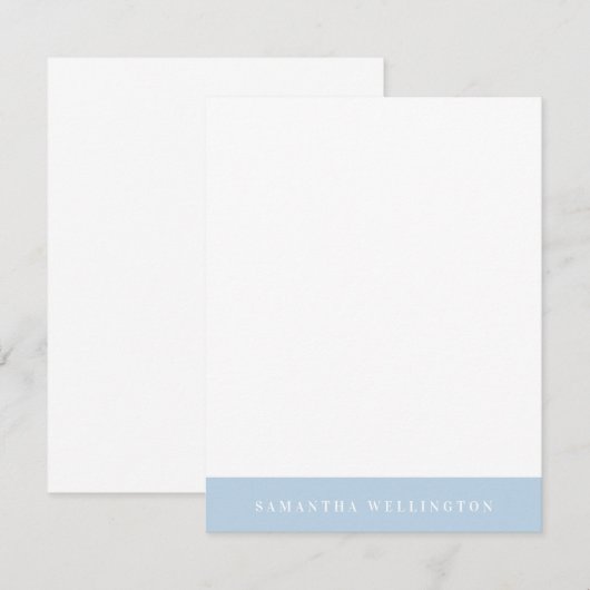 Elegant Simple Overlay Light Blue Name Note Card Notitiekaartje (Voorkant / Achterkant)