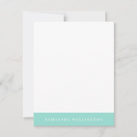 Elegant Simple Overlay Mint Green Name Note Card Notitiekaartje (Voorkant)