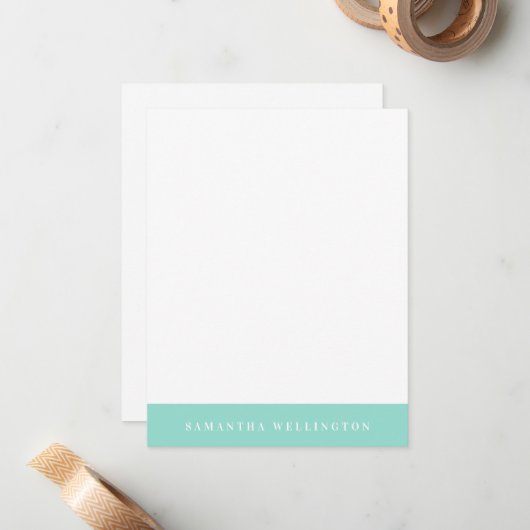 Elegant Simple Overlay Mint Green Name Note Card Notitiekaartje (Voorkant / Achterkant in situ)