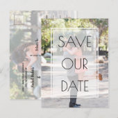 Elegant Simple Overlay Photo Wedding Save the Date Aankondigingskaart (Voorkant / Achterkant)
