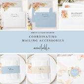 Elegant, Simple Peach, Blush, Cream, Blue Wedding Kaart