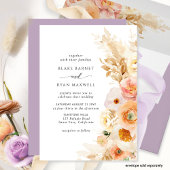 Elegant Simple Peach, Blush Cream Lavender Weddens Kaart