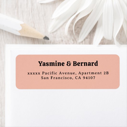 Elegant Simple Peach Wedding Return Address Etiket (Insitu)