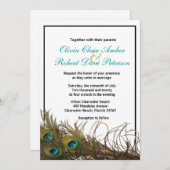 Elegant Simple Peacock Feathers Weddenschap Kaart (Voorkant / Achterkant)