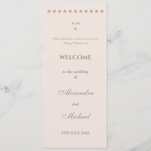 Elegant Simple Pearl Christian Wedding Program Programmakaart (Voorkant)
