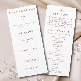 Elegant Simple Pearl Christian Wedding Program Programmakaart