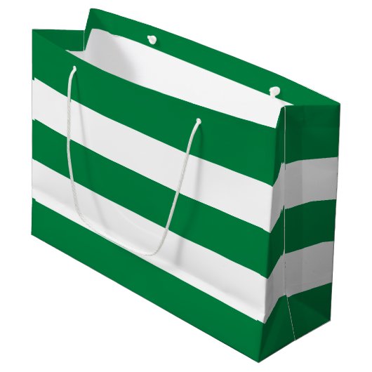 Elegant Simple Peppermint Green White Stripes Groot Cadeauzakje (Voorkant Gekanteld)