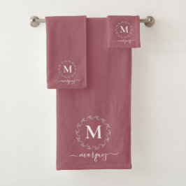 Elegant Simple Personalized Wreatmonogram Bad Handdoek