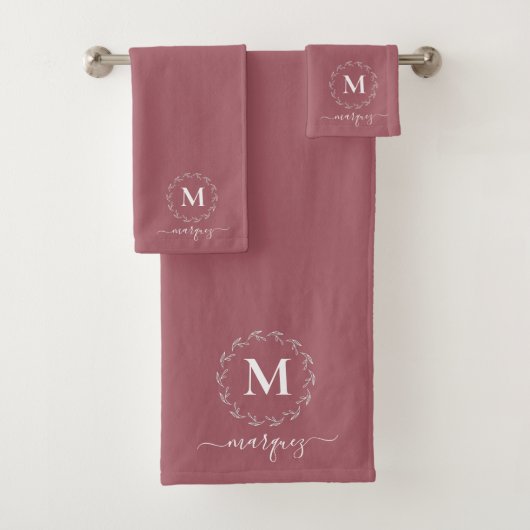 Elegant Simple Personalized Wreatmonogram Bad Handdoek (Insitu)