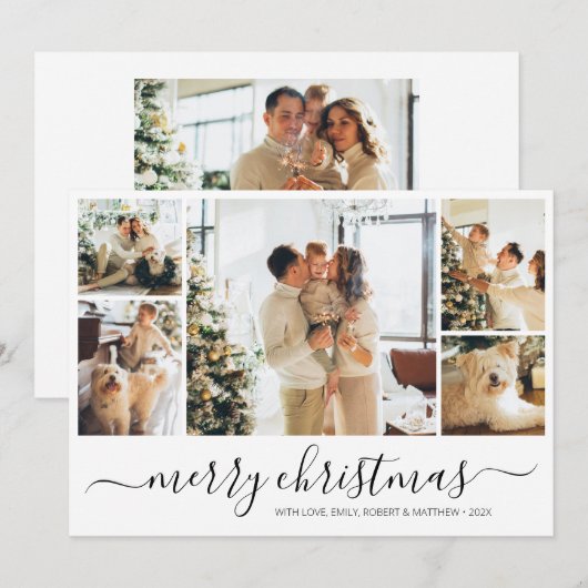 Elegant Simple Photo Collage Kerstfeestdag Kaart (Voorkant / Achterkant)