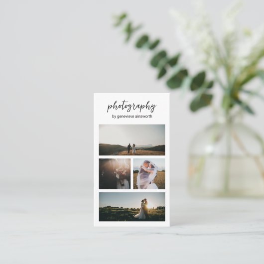 Elegant Simple Photo Collage Moderne Photography Visitekaartje (Staand voorkant)