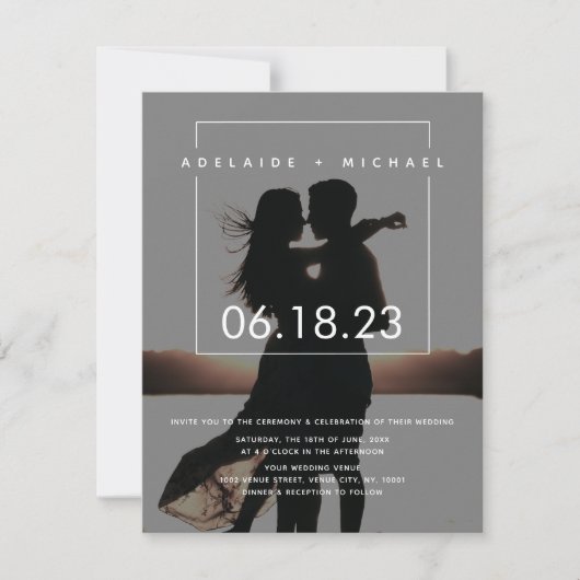 Elegant Simple Photo Collage Wedding Invitation (Voorkant)