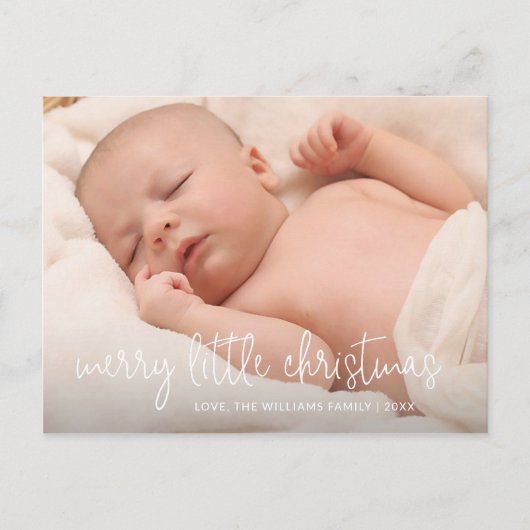 Elegant Simple Photo Holiday Birth Notice Aankondigingskaart (Voorkant)