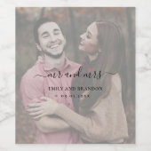 Elegant Simple Photo Modern Wedding Wijn Etiket (Enkel label)