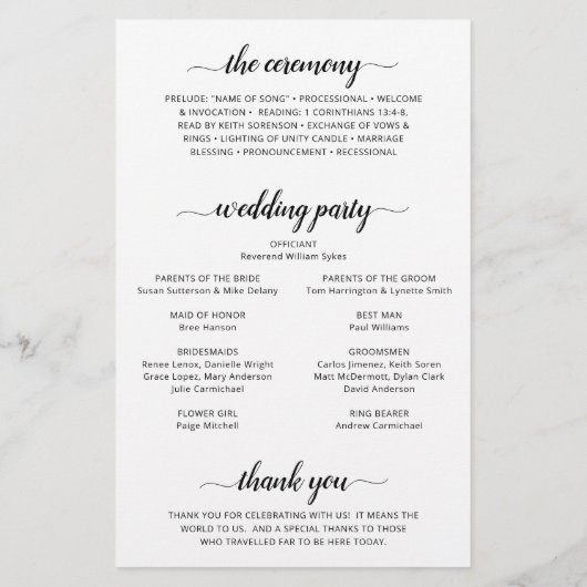 Elegant Simple Photo Moderne Wedding Program (Achterkant)