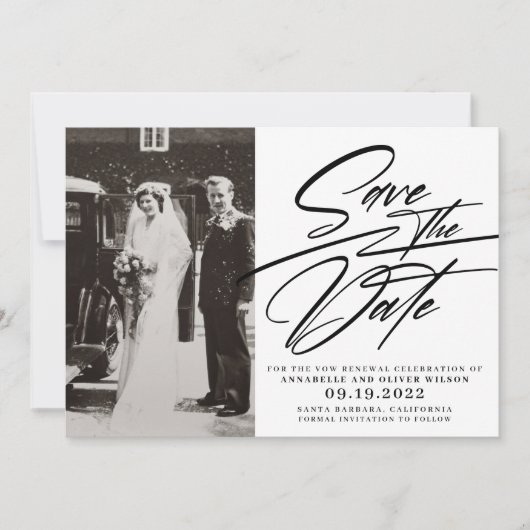 Elegant Simple Photo Vow Renewal Save The Date (Voorkant)