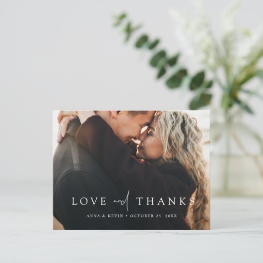 Elegant Simple Photo Weddenschap Hartelijk dank Briefkaart (Staand voorkant)