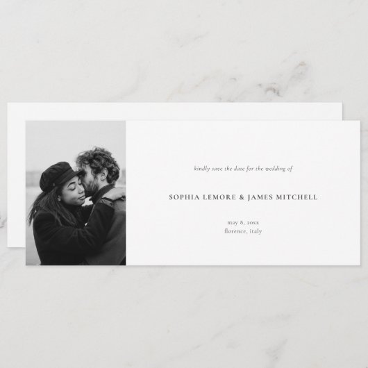 Elegant Simple Photo Wedding Horizontal Save The Date (Voorkant / Achterkant)