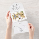 Elegant Simple Photo Wedding Invitation All In One Uitnodiging (Afscheurbaar)