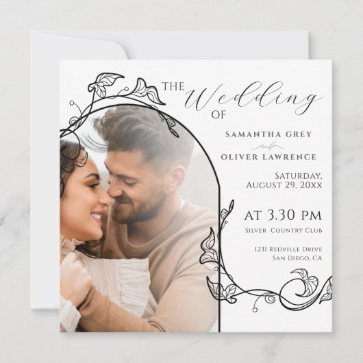 Elegant Simple Photo Wedding Invitation Save The Date (Voorkant)