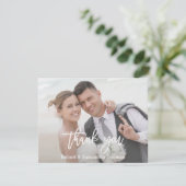 Elegant Simple Photo Wedding Typography Bedankkaart (Staand voorkant)