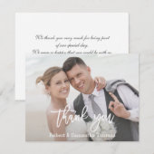 Elegant Simple Photo Wedding Typography Bedankkaart (Voorkant / Achterkant)