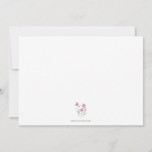 Elegant Simple Pink Floral Waterverf Birthday Kaart (Achterkant)