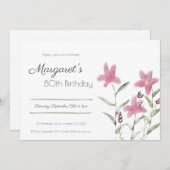 Elegant Simple Pink Floral Waterverf Birthday Kaart (Voorkant / Achterkant)