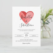 Elegant Simple Pink Heart Wedding Invitation Kaart (Staand voorkant)