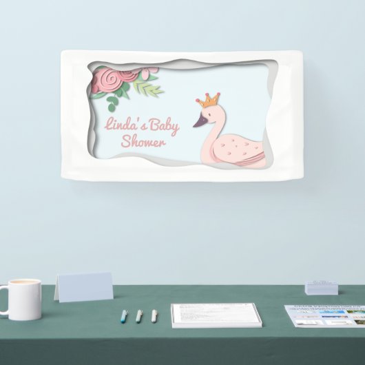 Elegant Simple Pink Swan Princess Baby shower Spandoek (Beurs)