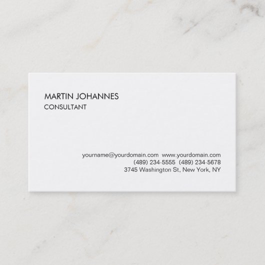 Elegant Simple Plain Black White Visitekaartje (Voorkant)