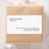 Elegant Simple Plain Black White Visitekaartje Etiket (Insitu)