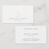 Elegant Simple Plain Pink Monogrammen Modern Cool Visitekaartje (Voorkant / Achterkant)